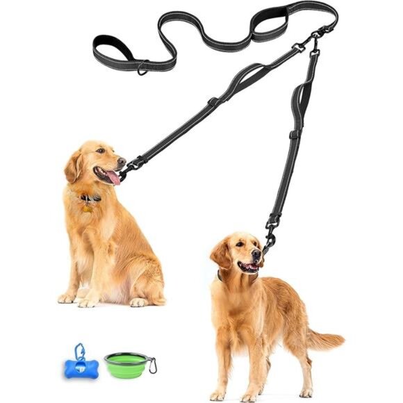 Double Dog Leash, No Tangle Dual Leash, Reflective Walking Training Lead - Picture 7 of 7